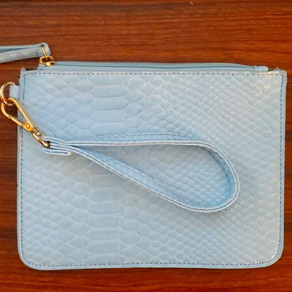 Baby blue snake print clutch DONATED
